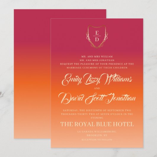 Classic Vibrant Summer Wedding Bourgogne Sinaasapp Kaart (Voorkant / Achterkant)