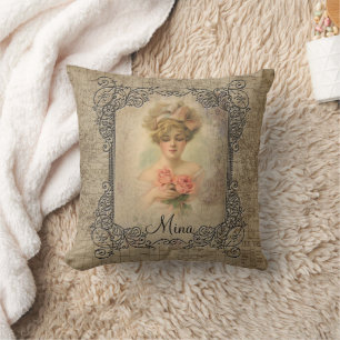 Classic Victoriaans dame met Rozen Sierkussen