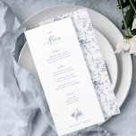 Classic Victorian Blue Floral Mariage Table Menu<br><div class="desc">Bleu roux,  Bleu Vintage,  Elégant Table de Mariage Menu Cartes Menu Plat Menu Élégant Calligraphie Manger et Boire Menus Mariages | Calligraphie simple Menus Mariage rustique Menus Mariage,  Menu Mariage rustique,  Menu Floral Wedidting,  Menu Table Mariage</div>