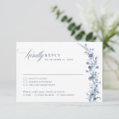 Classic Victorian Blue French Garden Chic Wedding  RSVP Kaartje (Staand voorkant)