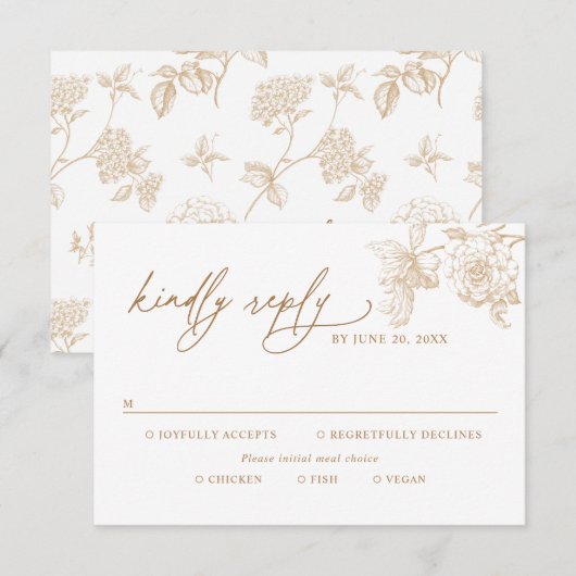 Classic Victorian Floral Meal Options Wedding RSVP (Devant / Derrière)