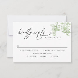 Classic Victorian Green Meal Options Wedding RSVP