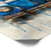 Classic vieil affiche de voiture bleue (Coin)