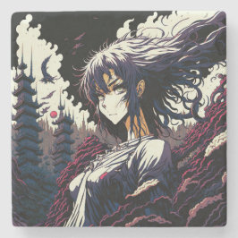 Classic Vintage Anime Girl - 90's Manga Stenen Onderzetter