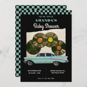 Classic vintage auto baby shower kaart
