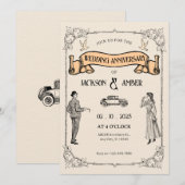 Classic Vintage bruiloft Jubileum Kaart (Voorkant / Achterkant)