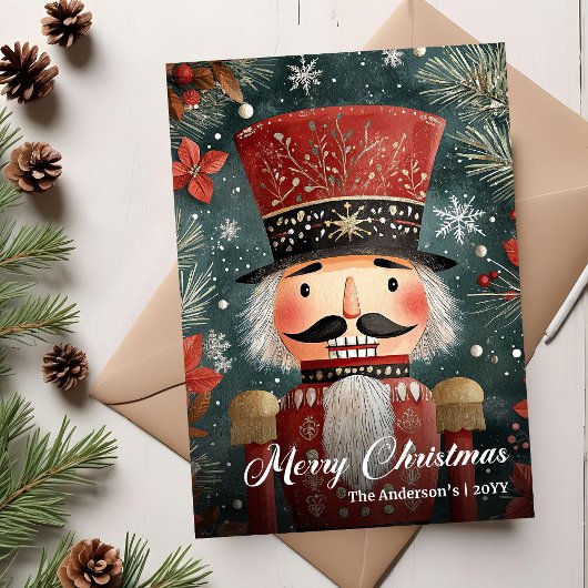 Classic vintage Christmas nutcracker digital  Feestdagenkaart