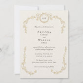 Classic Vintage Gold Monogram Wedding Kaart (Voorkant)