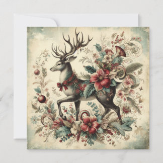 Classic Vintage Kerst Wenskaart Feestdagenkaart