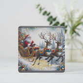 Classic/Vintage Kerstman & rendier Feestdagenkaart (Staand voorkant)