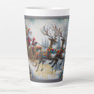 Classic/Vintage Kerstman & rendier Latte Mok
