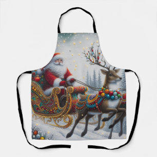 Classic/Vintage Kerstman & rendier Schort