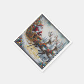 Classic/Vintage Kerstman & rendier Servet (Hoek)