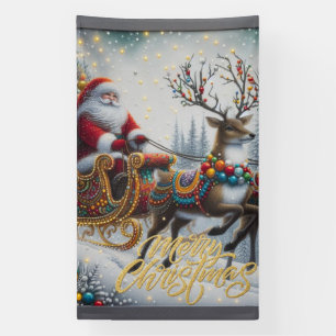Classic/Vintage Kerstman & rendier Spandoek