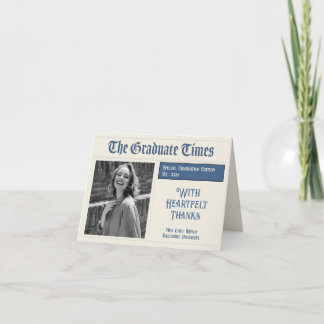 Classic Vintage Newspaper style graduation 2026 Bedankkaart