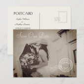 Classic Vintage Photo Wedding Invitation Postcard (Devant / Derrière)