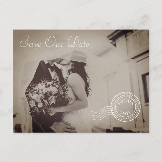 Classic Vintage Photo Wedding Invitation Postcard (Devant)