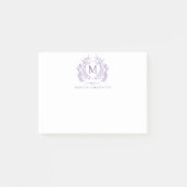 Classic Violet Floral Crest Monogram Post-it® Notes (Voorkant)