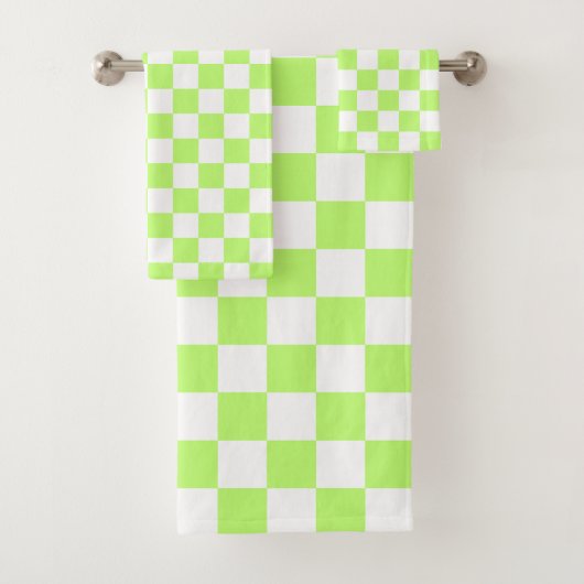 Classic visual lime checkerboard  bad handdoek (Insitu)