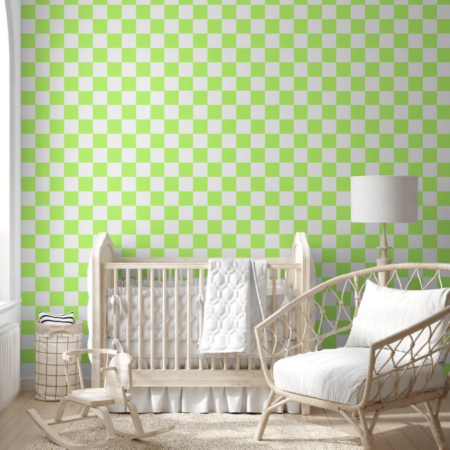 Classic visual lime checkerboard  behang (Kinderen)