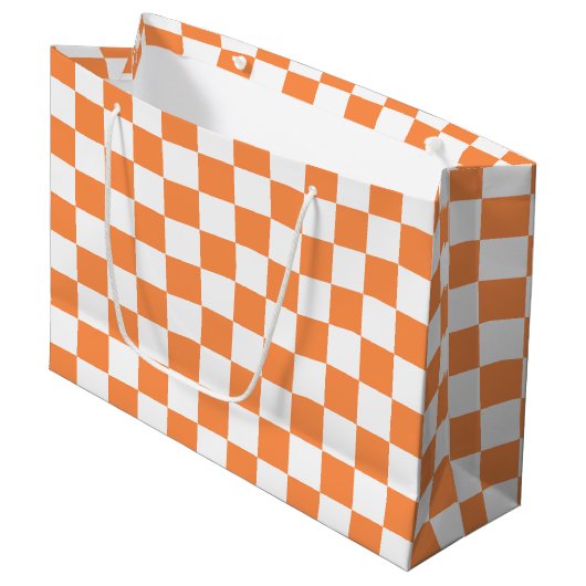 Classic visual orange checkerboard  groot cadeauzakje (Voorkant Gekanteld)