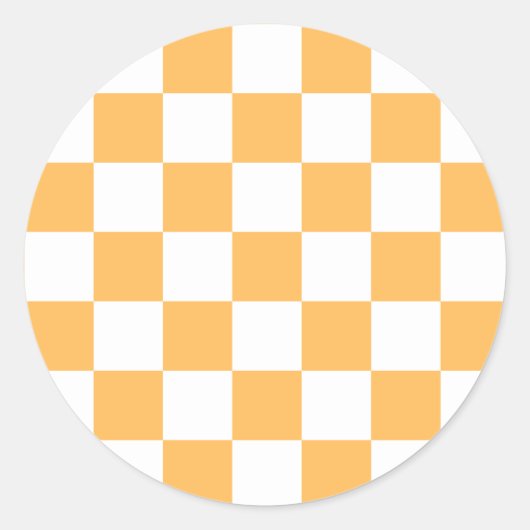 Classic visual peach checkerboard  ronde sticker (Voorkant)
