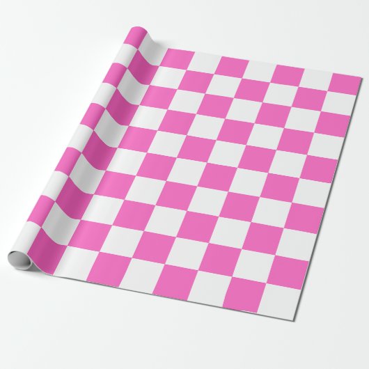 Classic visual pink checkerboard  cadeaupapier (Uitgerold)