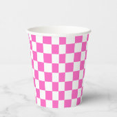 Classic visual pink checkerboard  papieren bekers (Rechts)