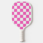 Classic visual pink checkerboard  pickleball paddle (Voorkant)
