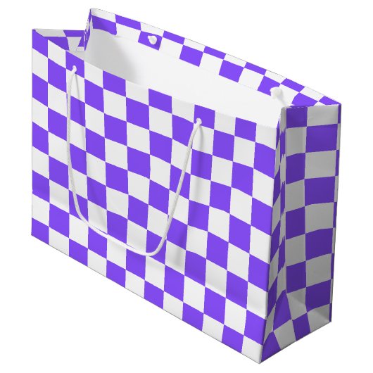 Classic visual purple checkerboard groot cadeauzakje (Voorkant Gekanteld)