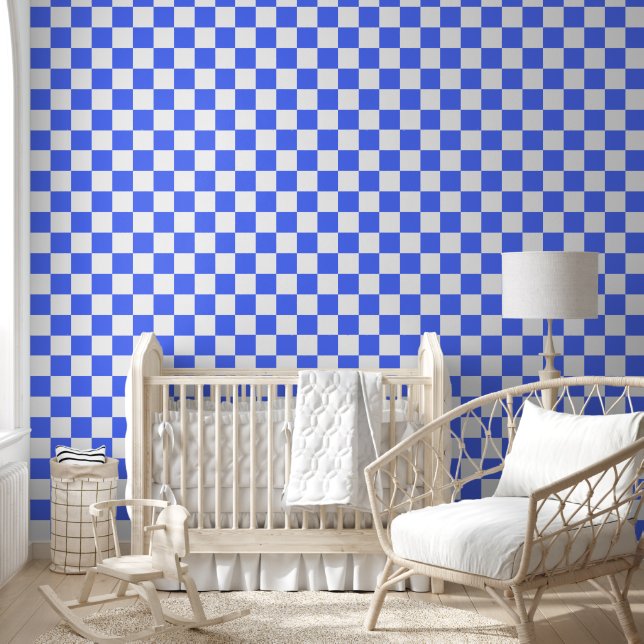 Classic visual sapphire checkerboard  behang (Kinderen)