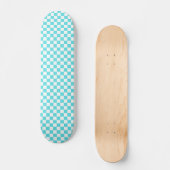 Classic visual turquoise blue checkerboard  skateboard (Voorkant)