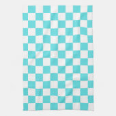 Classic visual turquoise blue checkerboard  theedoek (Verticaal)