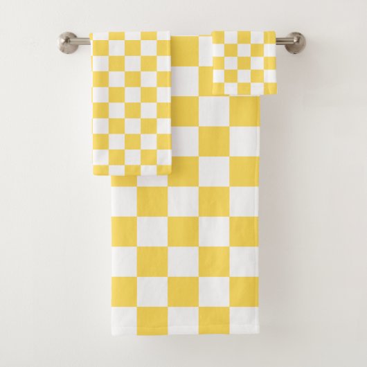 Classic visual yellow checkerboard  bad handdoek (Insitu)