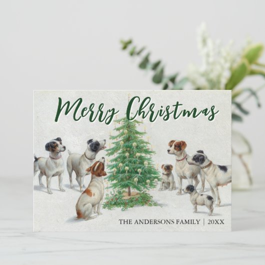 Classic  Vrolijk Kerstfeest Carl Reichert Feestdagenkaart (Staand voorkant)