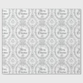  Classic  Vrolijk Kerstgrijs Toile Cadeaupapier (Vlak)