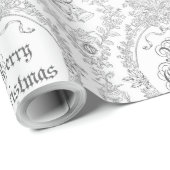  Classic  Vrolijk Kerstgrijs Toile Cadeaupapier (Rol Hoek)
