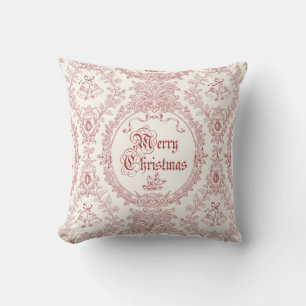 Classic Vrolijk Kerstrood Toile Kussen