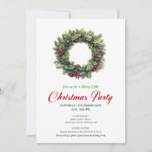 Classic Watercolor Christmas Wreath Invitation (Devant)
