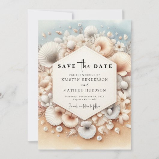 Classic Waterverf Beach Wedding Save The Date (Voorkant)