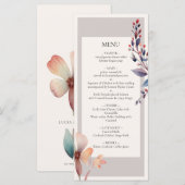 Classic Waterverf Blue Leaves Minimalistische brui Menu (Voorkant / Achterkant)