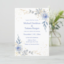 Classic waterverf Dusty Blue Flowers Wedding