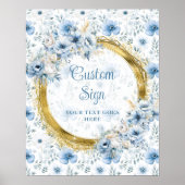 Classic Waterverf Dusty Blue Gold Wedding 8x10 Poster (Voorkant)