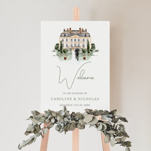Classic Waterverf Engels Manor House Wedding Poster