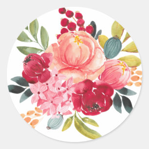 Classic Waterverf Flowers   Bloemen Sticker