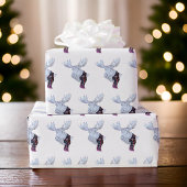 Classic Waterverf Moose Christmas Cadeaupapier