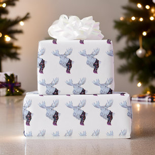 Classic Waterverf Moose Christmas Cadeaupapier