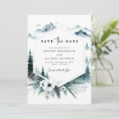 Classic Waterverf Mountain Wedding Save The Date (Staand voorkant)