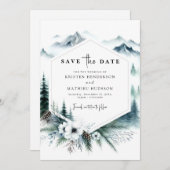 Classic Waterverf Mountain Wedding Save The Date (Voorkant / Achterkant)
