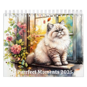 Classic Waterverf Twaalf Kattenrasbloemen 2025 Kalender
